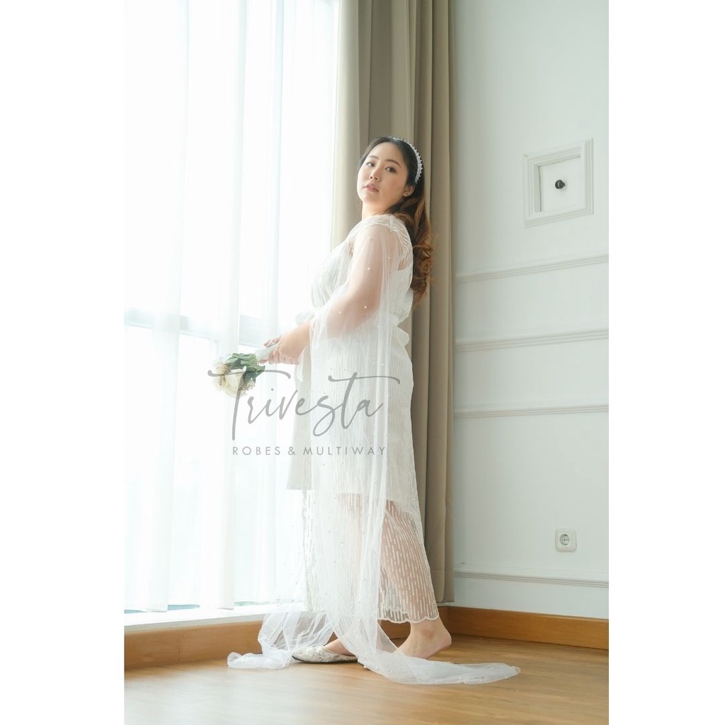 [BIG SIZE] Belle Robe - FAE Collection- Kimono Pengantin Robe Bride Premium Brokat Wedding Robe
