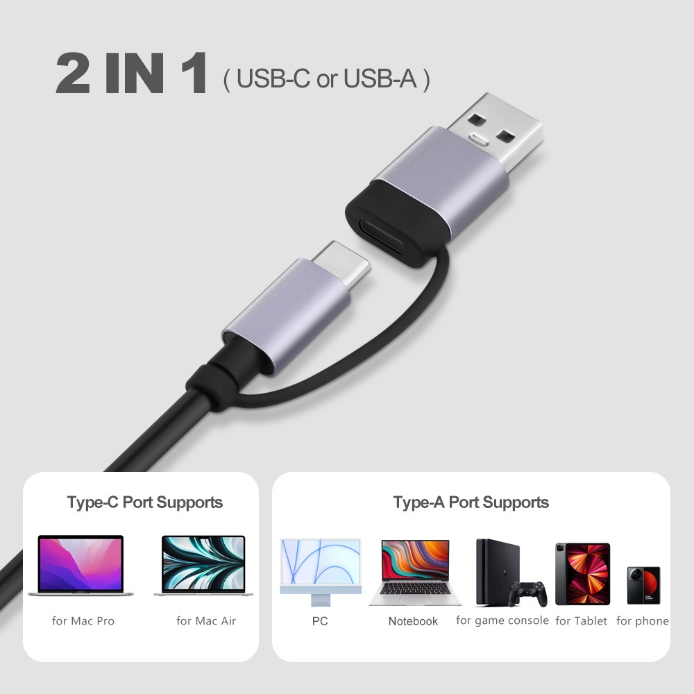 Goojodoq USB HUB Multiple USB Splitter 5 Ports Hight Speed USB 3.0 HUB OTG Printer for Laptop PC aluminum alloy