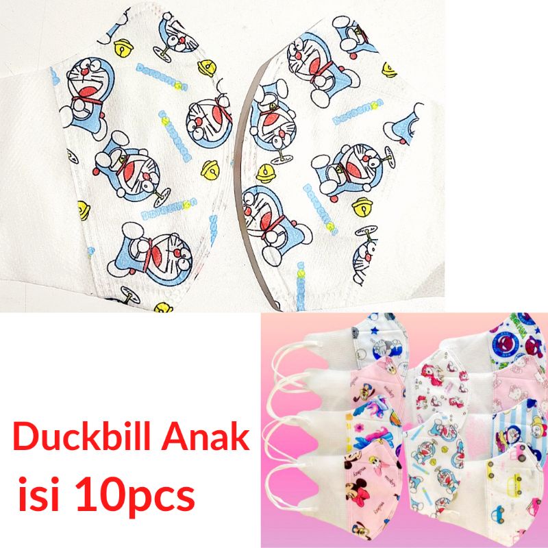 MASKER DUCKBILL ANAK ONCARE MOTIF DORAEMON BELL ISI 10PCS 3-10TAHUN