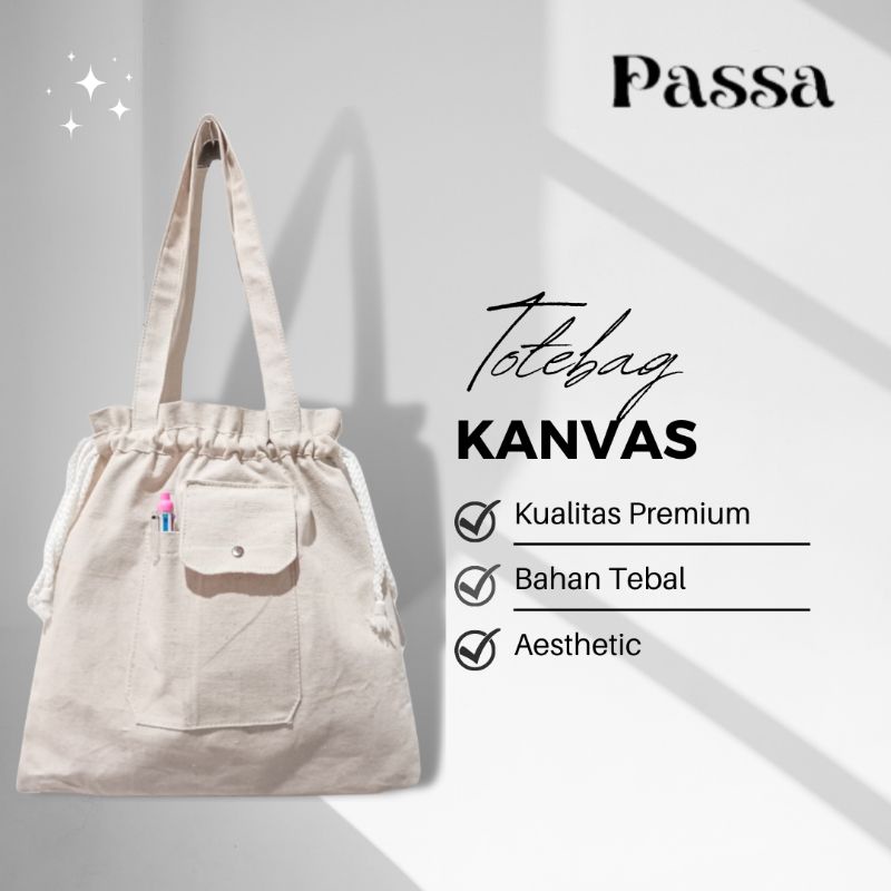 totebag premium wanita - totebag kanvas resleting - totebag tali serut - totebag kuliah kerja wanita