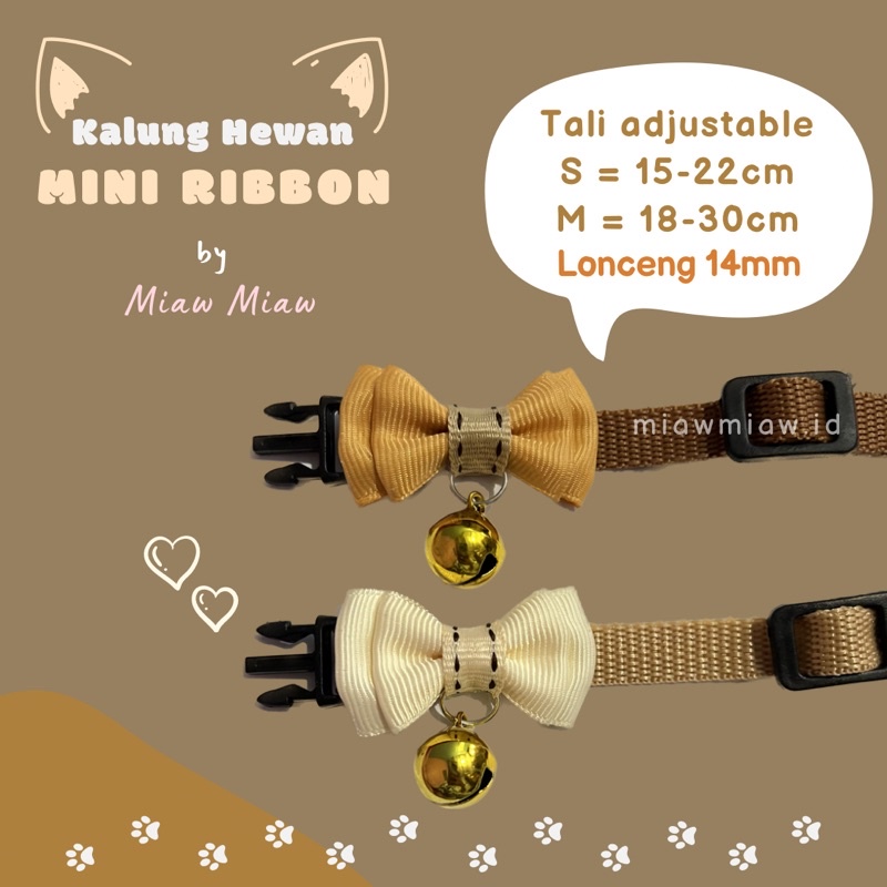 Kalung Kucing Pita Mini Lonceng 14mm Kitten Adult by Miaw Miaw