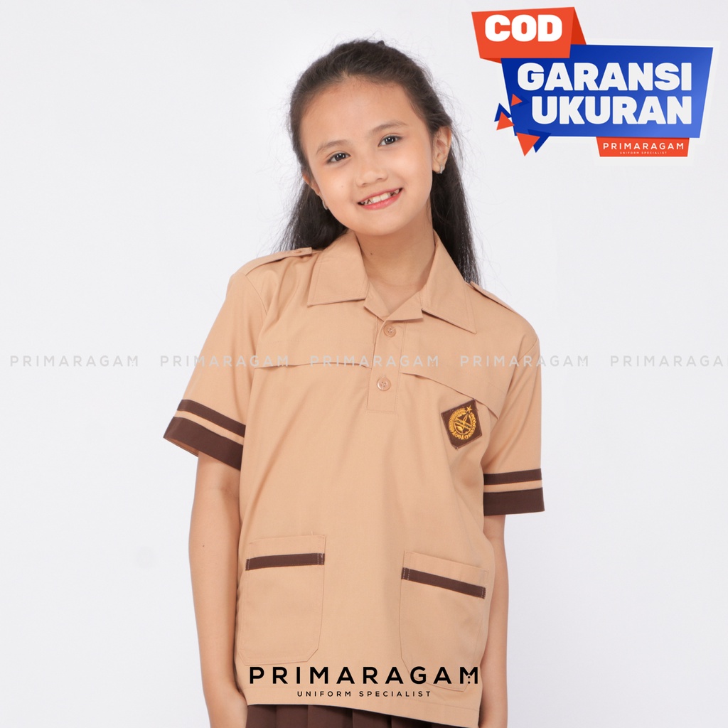 Seragam baju kemeja pramuka sd sekolah dasar siaga lengan tangan pendek perempuan cewek putri laki laki putra cowok