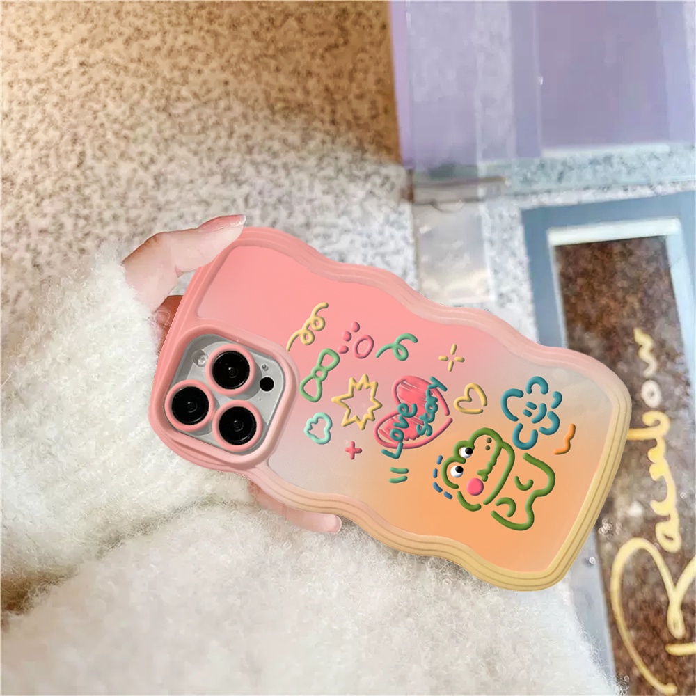 Oppo A17 A57 2022 A77S A15 A16K A54 A53 A12 A5S A7 A3S A11k A31 A52 A92 A94 A93 A37 F9 A1K A76 Doodle Animals Dan Love Wave Edge TPU Phone Case Cover