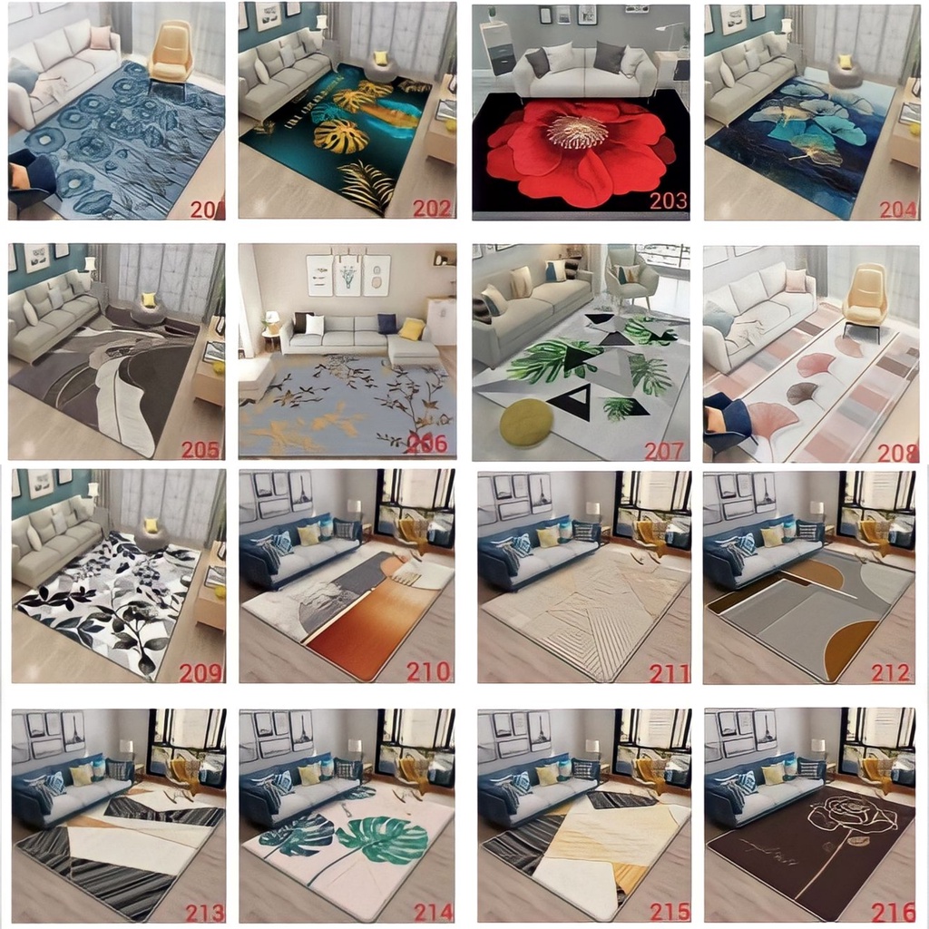 Karpet Lantai Polyester Motif Bunga Daun Minimalis Polos Modern Murah