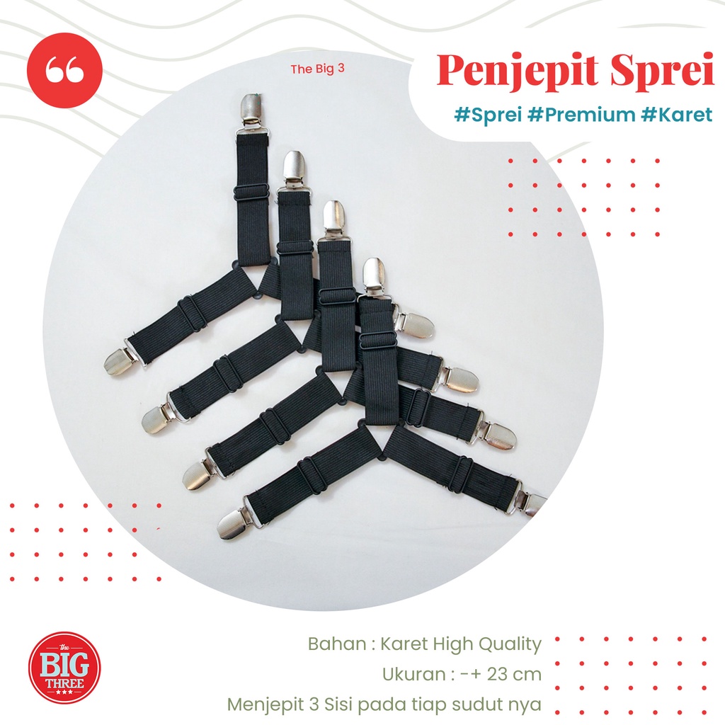 Penjepit Sprei Hitam Premium / Pengait Sprei Anti geser Putih TBT