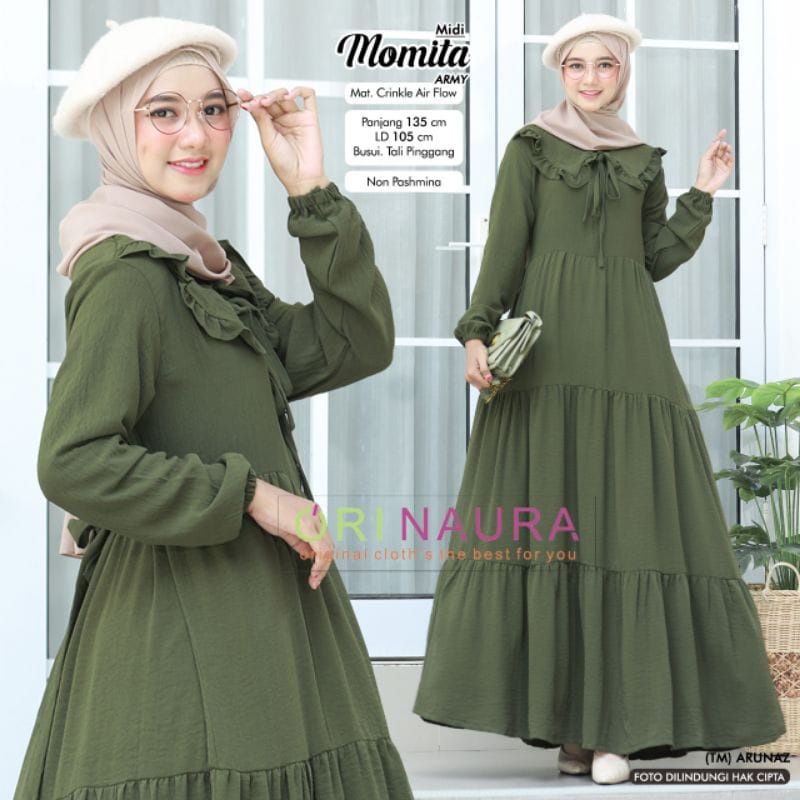 momita dress terlaris bahan cringkle air flow/dress jumbo terbaru tahun 2022 /gamis terkini bahan crinkle terlaris dan terpopuler/gamis kekinian terlaris 2022/pakaian muslimah dress/baju muslim terlaris kekinian