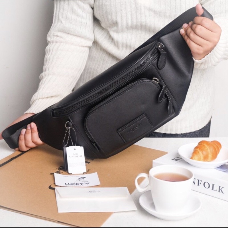 Waist bag Unisex Coach Track Belt Bag In Black - ORIGINAL 100%