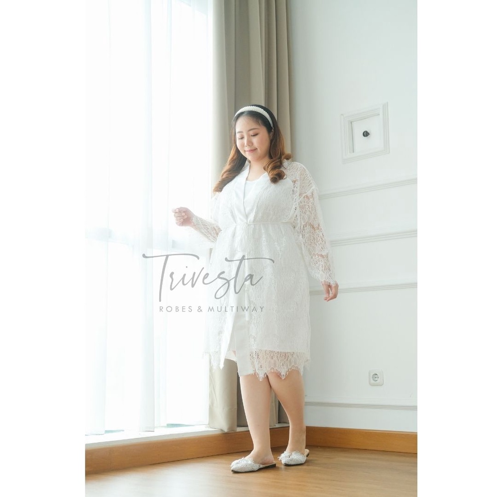 [BIG SIZE] Milaca Robe- FAE Collection- Kimono Pengantin Brokat Renda Bride Robe Wedding Robe