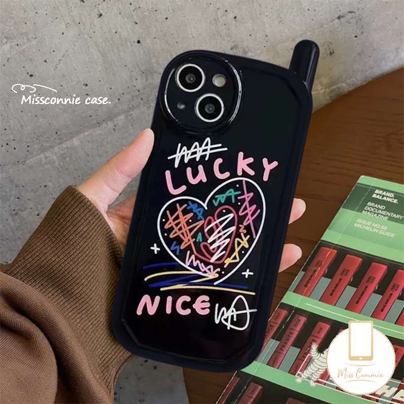 IPHONE Case Kompatibel Untuk Iphone7 8 Plus 11 12 13 14 Pro MAX XR X XS MAX Kartun Garis Seni Grafiti Vintage Retro Kepribadian Ponsel Bentuk Ponsel Glossy Air Cushion Soft Cover