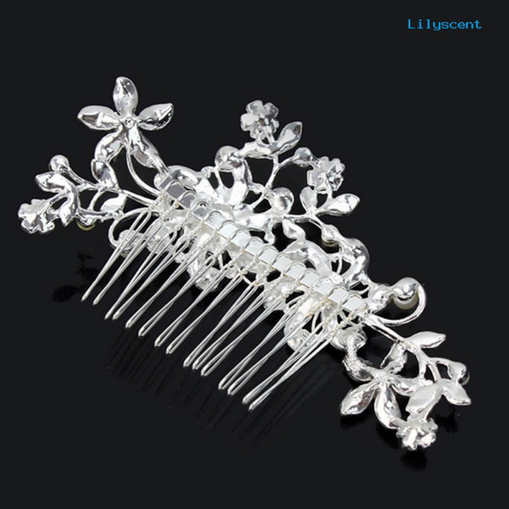 [LS]Rhinestone Faux Pearl Hias Bunga Sisir Rambut Jepit Rambut Pengantin Pernikahan Aksesori