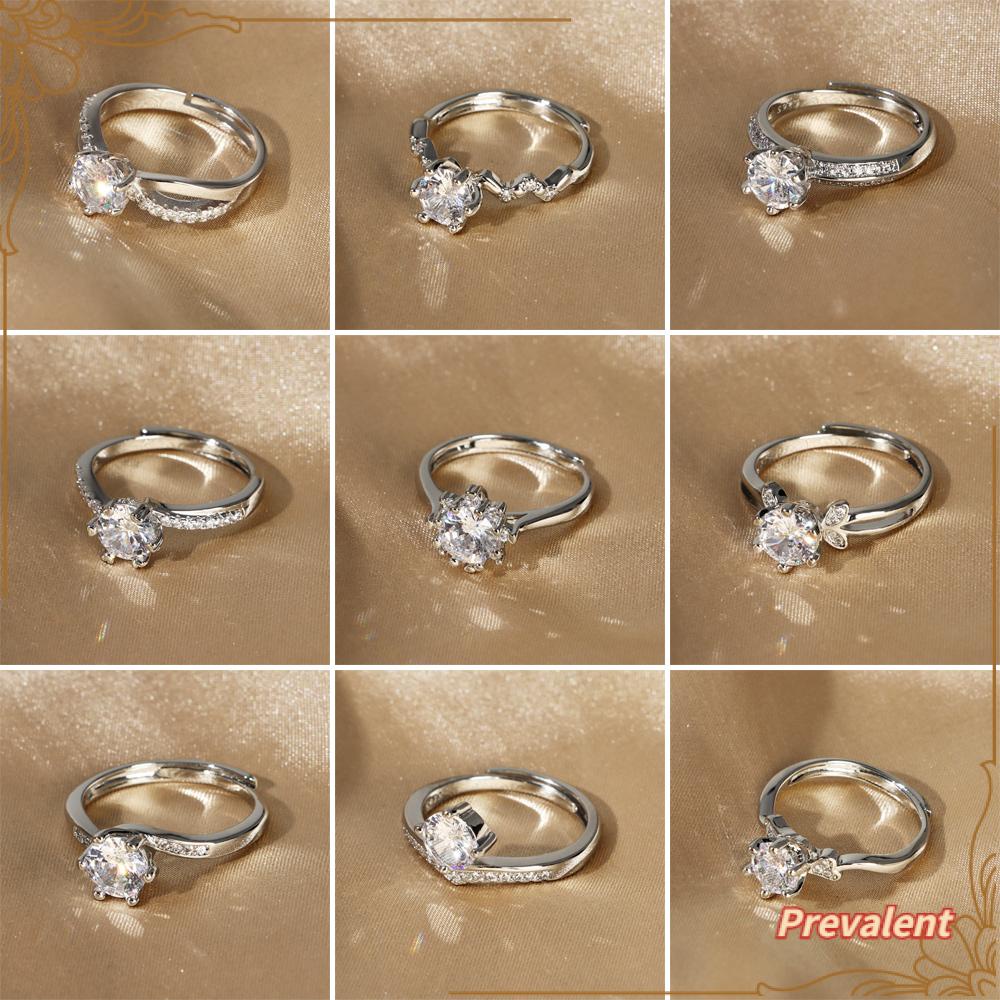 Preva Cincin Berlian Elegan Wanita Kawin Pasangan Open Ring