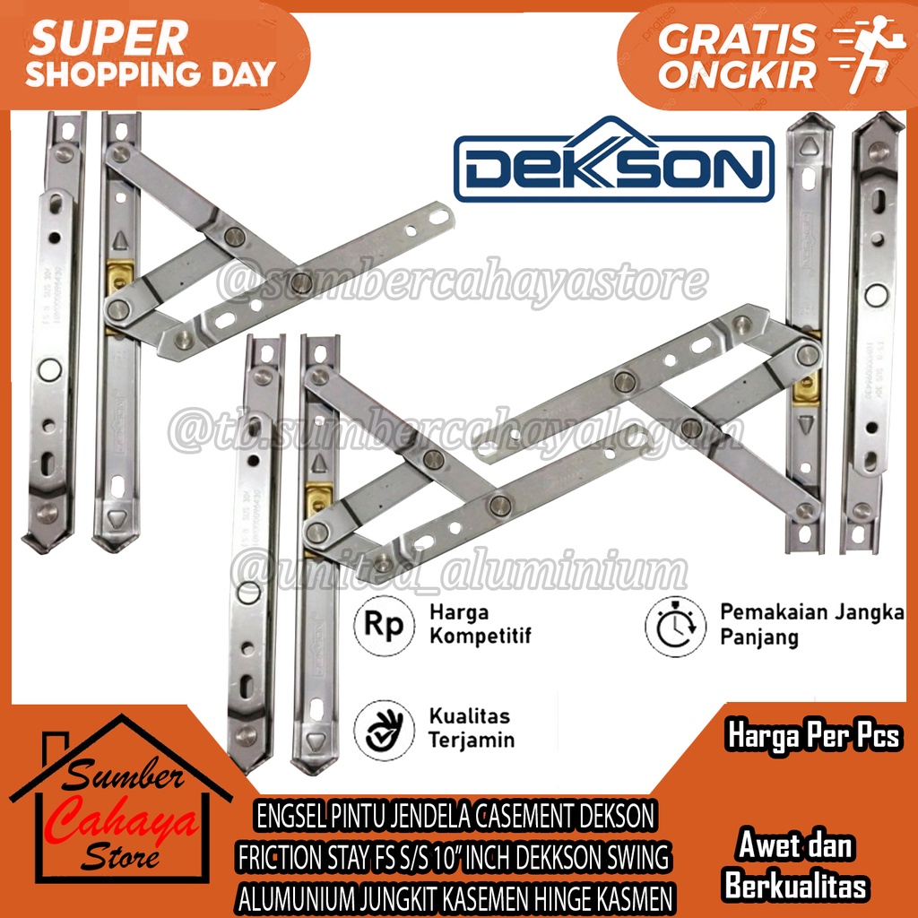 FRICTION STAY FS S/S 10” INCH DEKSON ENGSEL JENDELA CASEMENT DEKKSON KASMEN KASEMEN KASMAN KASMANT H