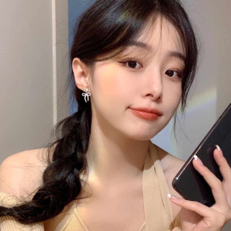 We Flower Korea s925 Perak Korea Lucu Bersinar Kristal Busur Menjuntai Anting-Anting Untuk Wanita Perempuan Elegan Berongga Ikatan Simpul Stud Anting-Anting Pertunangan Pesta Perhiasan Hadiah