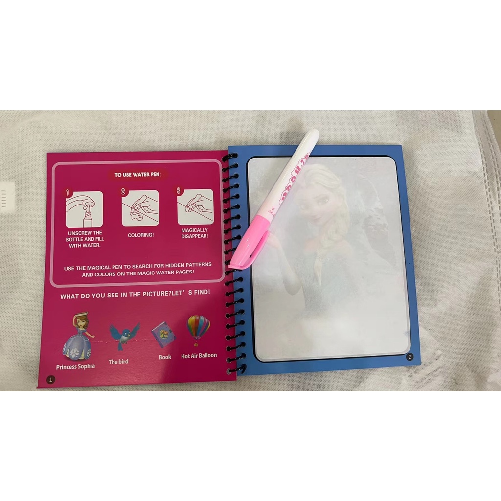 Buku Gambar Magic Book Water Tanpa Cat Buku Warna Ajaib Anak-Anak Gambar Kartun Buku Edukasi Magic Coloring