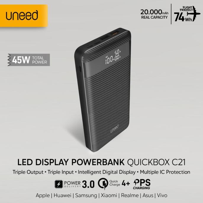 Uneed 20000Mah Powerbank Support Laptop 45W Qc 4.0 Pd 3.0 Pps - Upb152