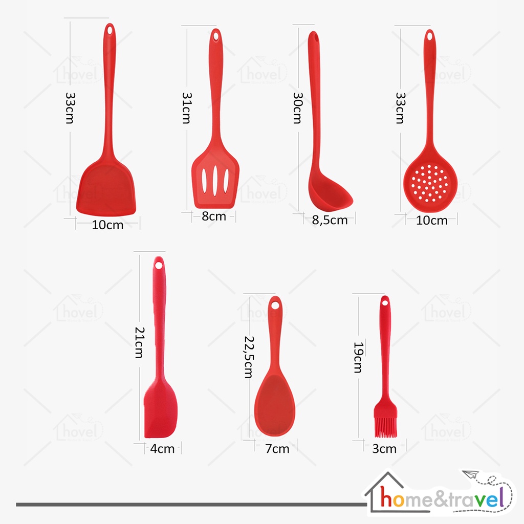 HOVELSHOP Spatula Silikon Kitchen Tools Set Utensil Silicone Sutil Tahan Panas