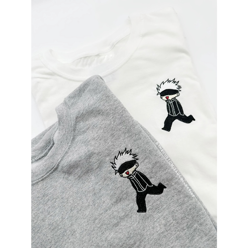 Crewneck Gojo Laugh Embroidery Anime Manga Jujutsu Kaisen Premium Unisex