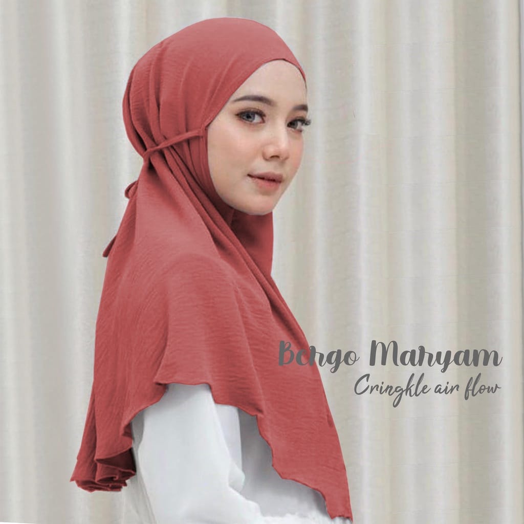 Jilbab Instan Bergo Maryam Crinkle Airflow Premium Hijab Crinkle Size Standar