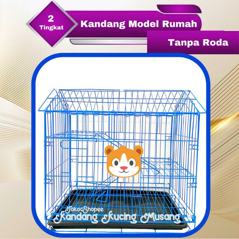 Kandang Kucing Lipat Atap Rumah 2 Tingkat Besi Lipat 60x40 Murah Promo