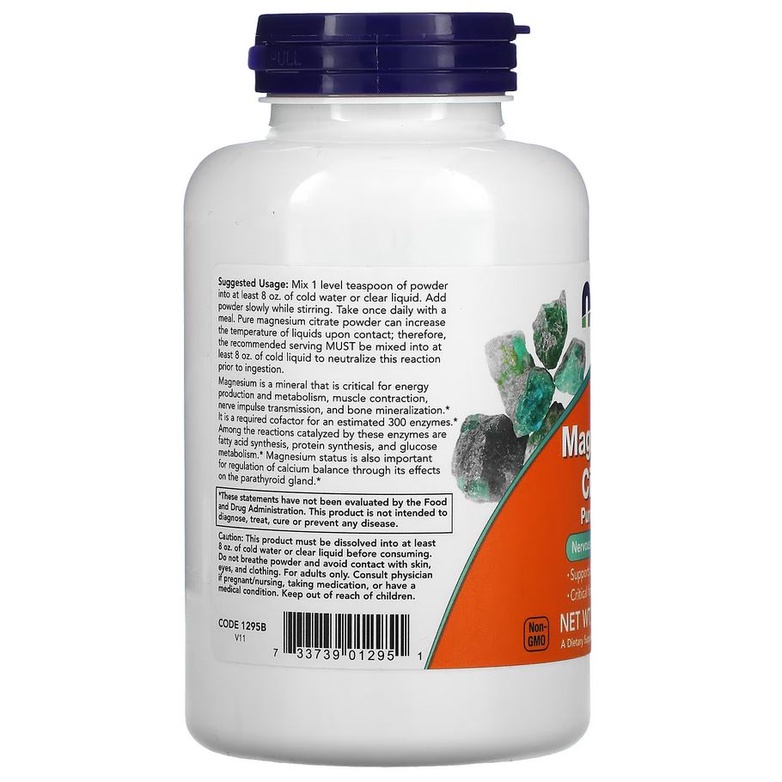 Now Food Magnesium Citrate Pure Powder 227 g Kesehatan Saraf ORI USA