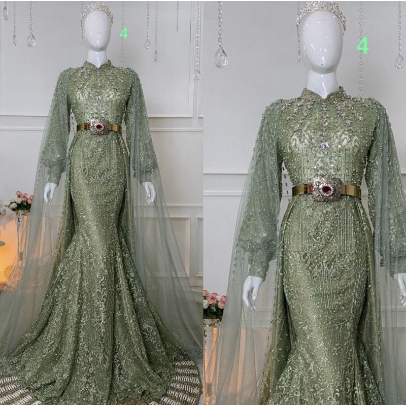 GAUN SLIM BEREKOR//GAUN PENGANTIN FULL PAYET//GAUN WEDDING MEWAH//BAJU