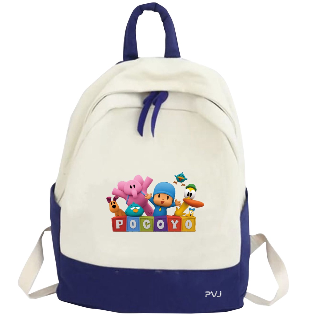 PVJ - Tas Anak Sekolah SD Motif Pocoyo Ransel Laki-laki dan Perempuan