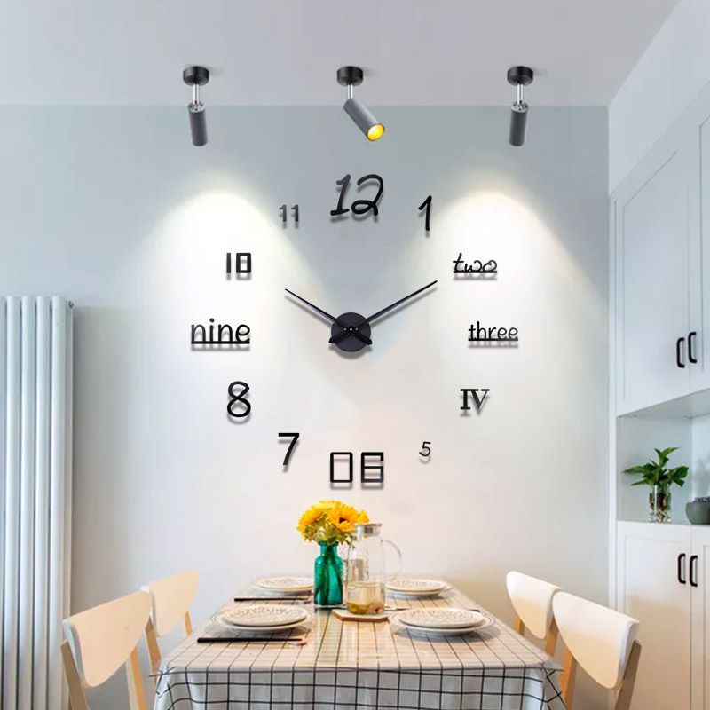 JAM DINDING DIY 80-130CM JAM DINDING TEMPEL TEMBOK 3D NYALA JAM DINDING MENYALA DALAM GELAP HIASAN K