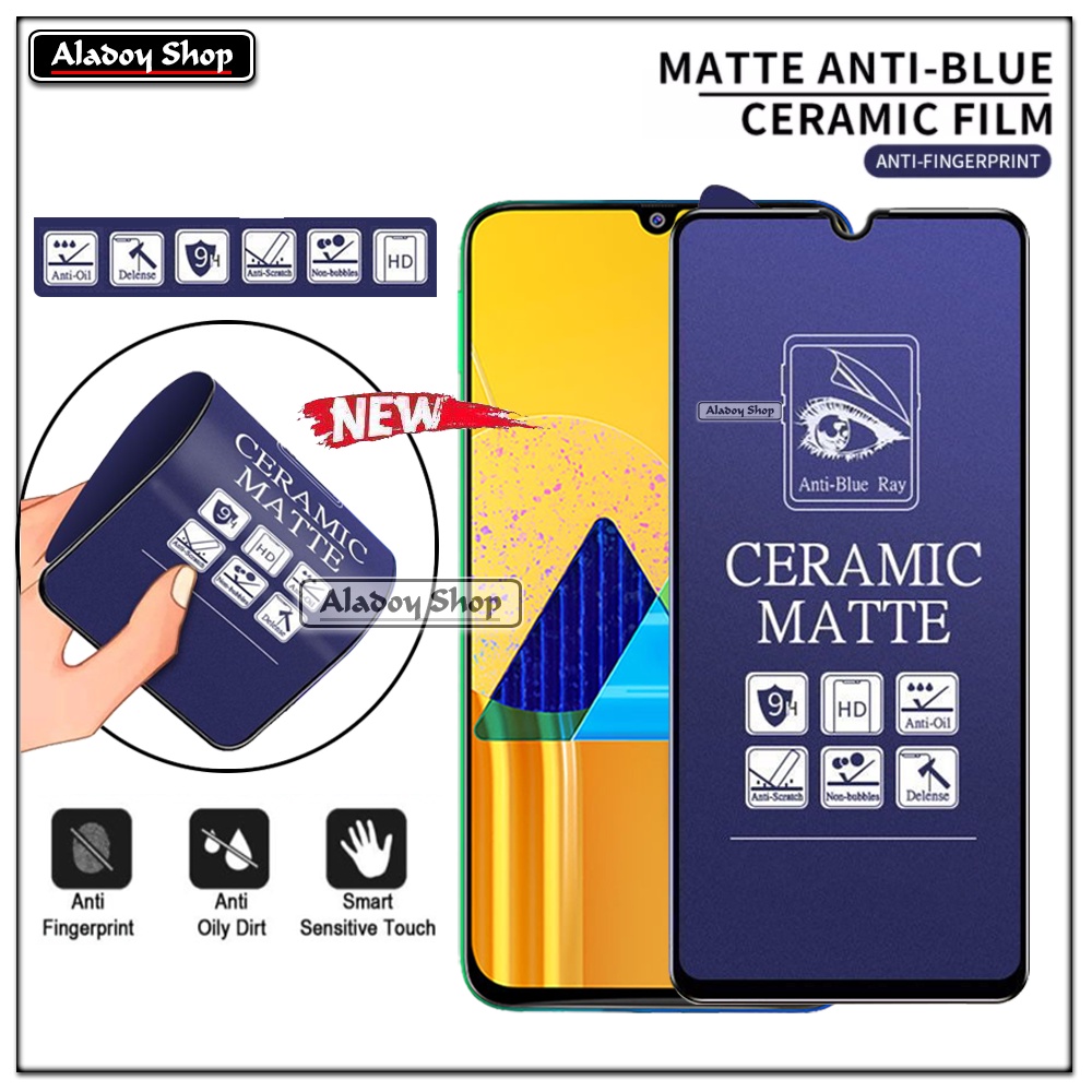 PAKET 3IN1 Anti Gores Blue Matte Anti Glare Samsung M31/M21/M30S + Tempered Glass Camera dan Skin Carbon