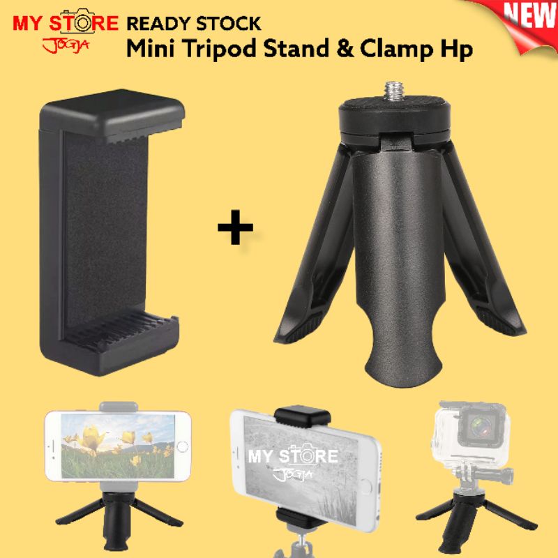 Clamp holder u hp gopro action camera for tripod tongsis monopod mini tripod stand segitiga lazy pod