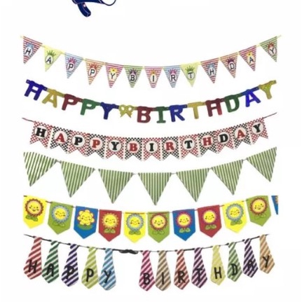 BANNER TULISAN ULANG TAHUN GANTUNG BANNER FLAG BIRTHDAY BANNER HAPPY BIRTHDAY