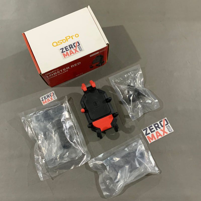 OSOPRO Lobster Phone Holder Gantungan HP GPS Motor Stang Adapter Merah Original