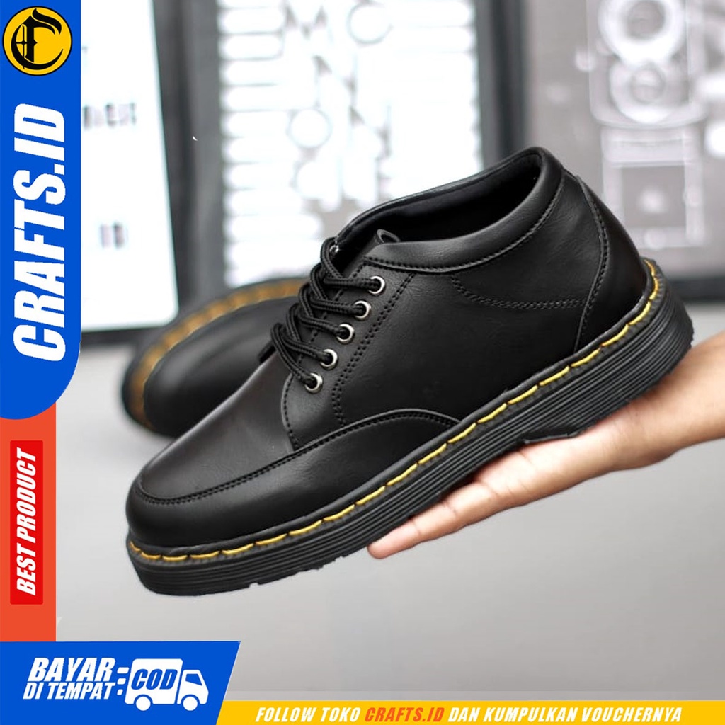 CRAFTS vegit - Sepatu Loafers Docmart Formal Casual Kerja Hitam Pria