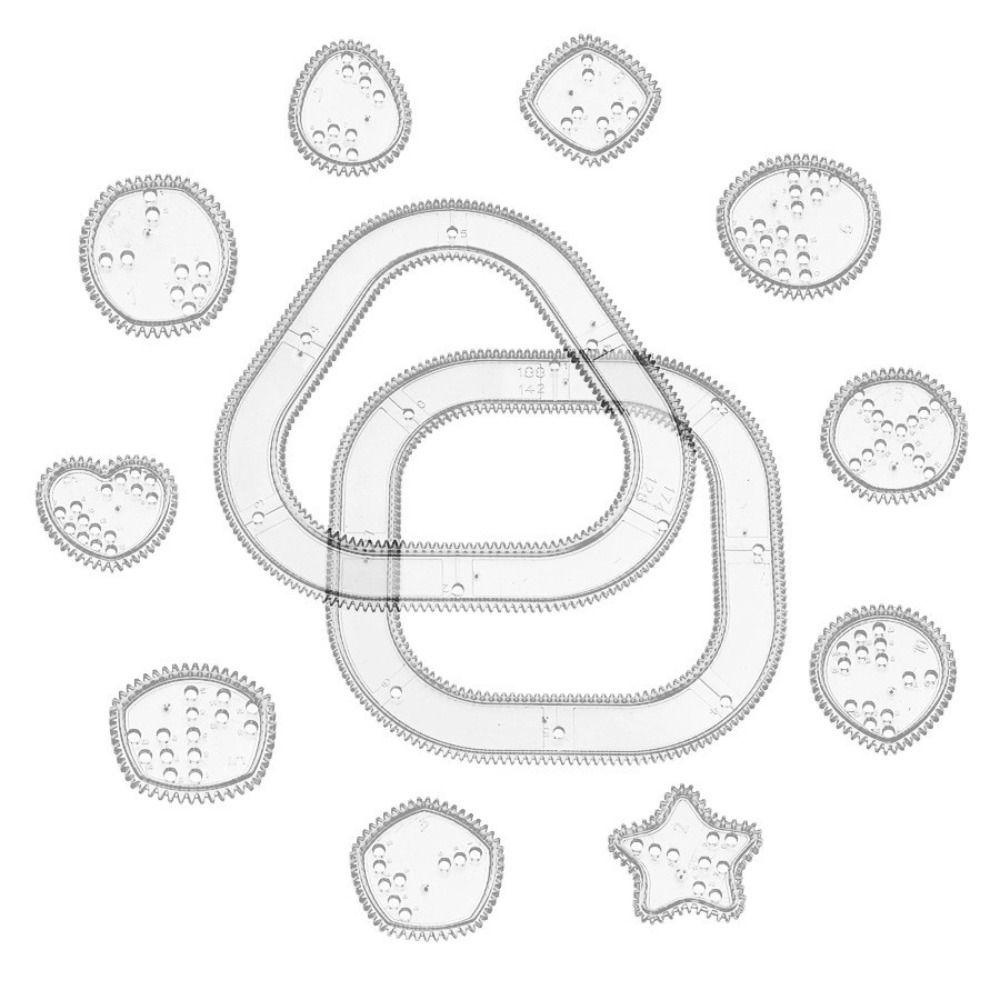 Penggaris Gambar Spirograph Agustina 12Pcs/set Dapat Diputar Interlocking Gears Roda Siswa Alat Tulis Sekolah Perlengkapan Kantor Mainan Edukasi DIY Menggambar Template