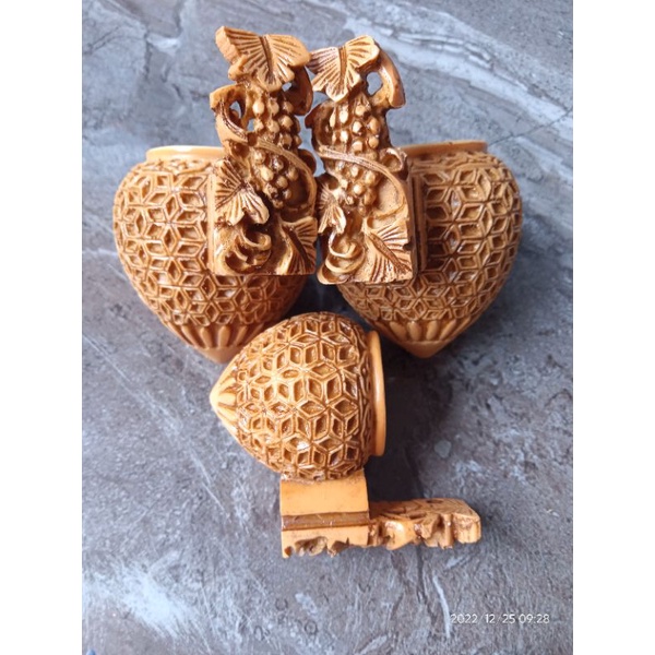 Cepuk Cangkir Mangkok Pakan Burung Anis/Murai Motif Anggur