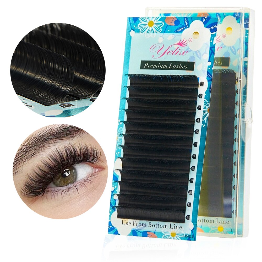 Yelix Matte Silky Premium Lashes Eyelash Extension Mink 0.05+ 0.10D+ 0.15D+