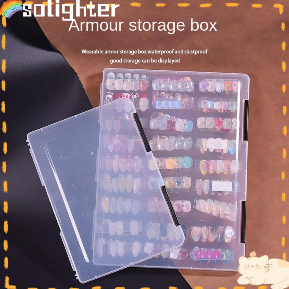 Solighter Nail Tips Pajangan Alat Kuku Manicure Box Kuku Palsu Kolektor Buku Goyang