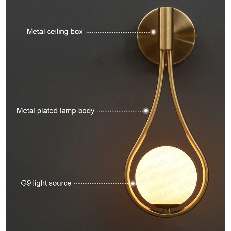 OUDELADI Lampu Hias Dinding LED Minimalis Nordic Warm White - G9 - Golden - 7RLL6ZGD
