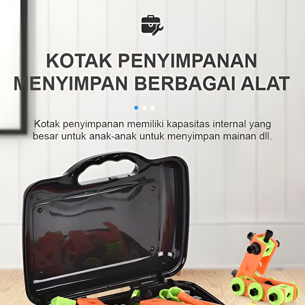 Mainan Alat Tukang Perkakas | Kado Ulang Tahun Anak Cowok 3-4-5-6-7 Tahun | Assembling Tools Koper 72pcs Pertukangan Terbaru