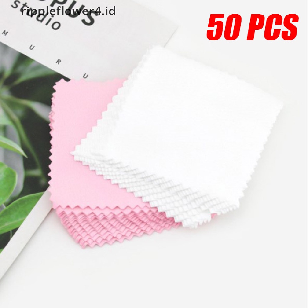 {rippleflower4.id} 50pcs Silver Polishing Cloth Cleaner Pembersih Perhiasan Kain Anti Noda Alat~