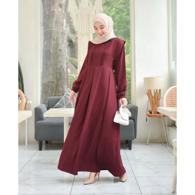 Dress TANISHA - GAMIS SHAKILLA Model Lipit Terbaru - Dress Simple Bahan Syakilla