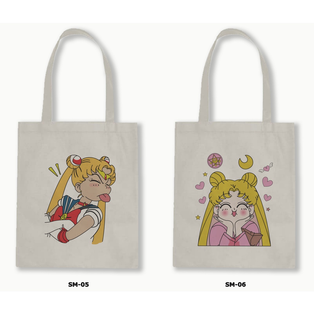 Tas Tote Bag Resleting Kanvas/Blacu  - Sailor Moon