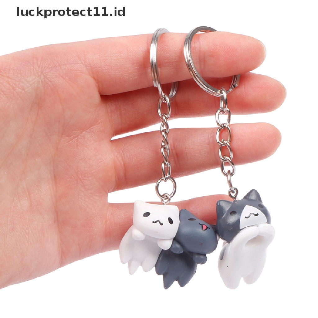 /Fashion Hot//// Gantungan Kunci Kucing Keberuntungan Kartun Yang Indah Wanita Pria Kitten Car Keychain Fashion Keyring.