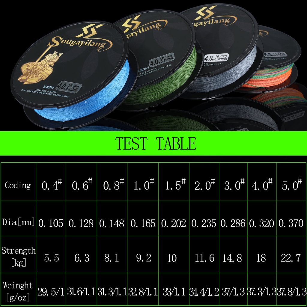 PE 4 Strands Braid Fishing Line 100M 3 Warna Kekuatan Super Kuat Dikepang 0,4-5,0 # Pancing