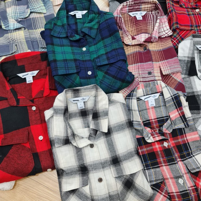 Terbaru 2906 - Old Navy Oversized Plaid Flannel Boyfriend Tunic Shirt For Wome