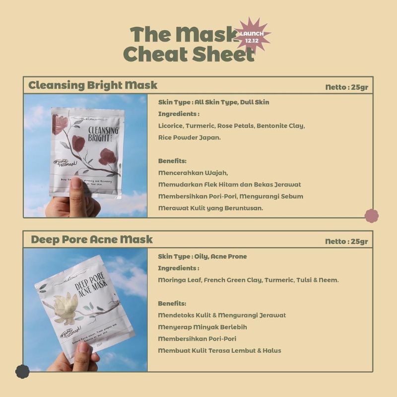 [BELI 1 DAPAT 2] Crushlicious Masker Premium Deep Pore Acne | Cleansing Bright Mask | Masker Mencera
