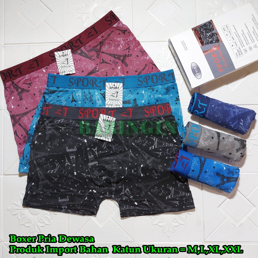 Boxer Pria Dewasa [ ISI 6 PCS ]-Celana Dalam Pria-Boxer Cowok -Size M,L,XL,XXL,Bahan Katun Premium Motif