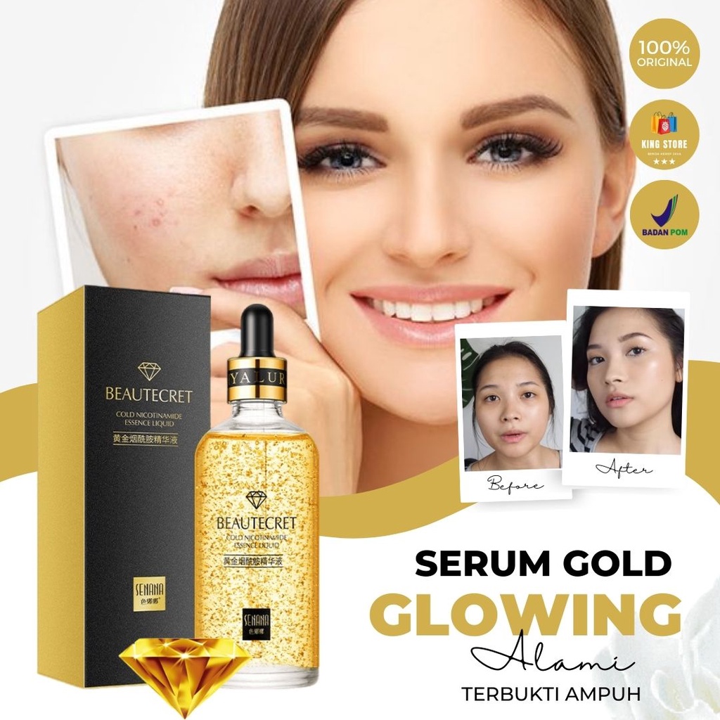 Senana Beautecret Gold 24k Serum Pemutih Wajah Glowing Penghilang Flek Hitam Dan Bekas Jerawat Ampuh
