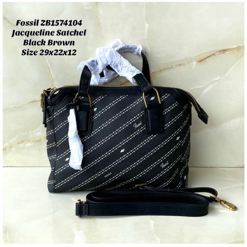 FOSSIL Jacqueline satchel black bone crossbody