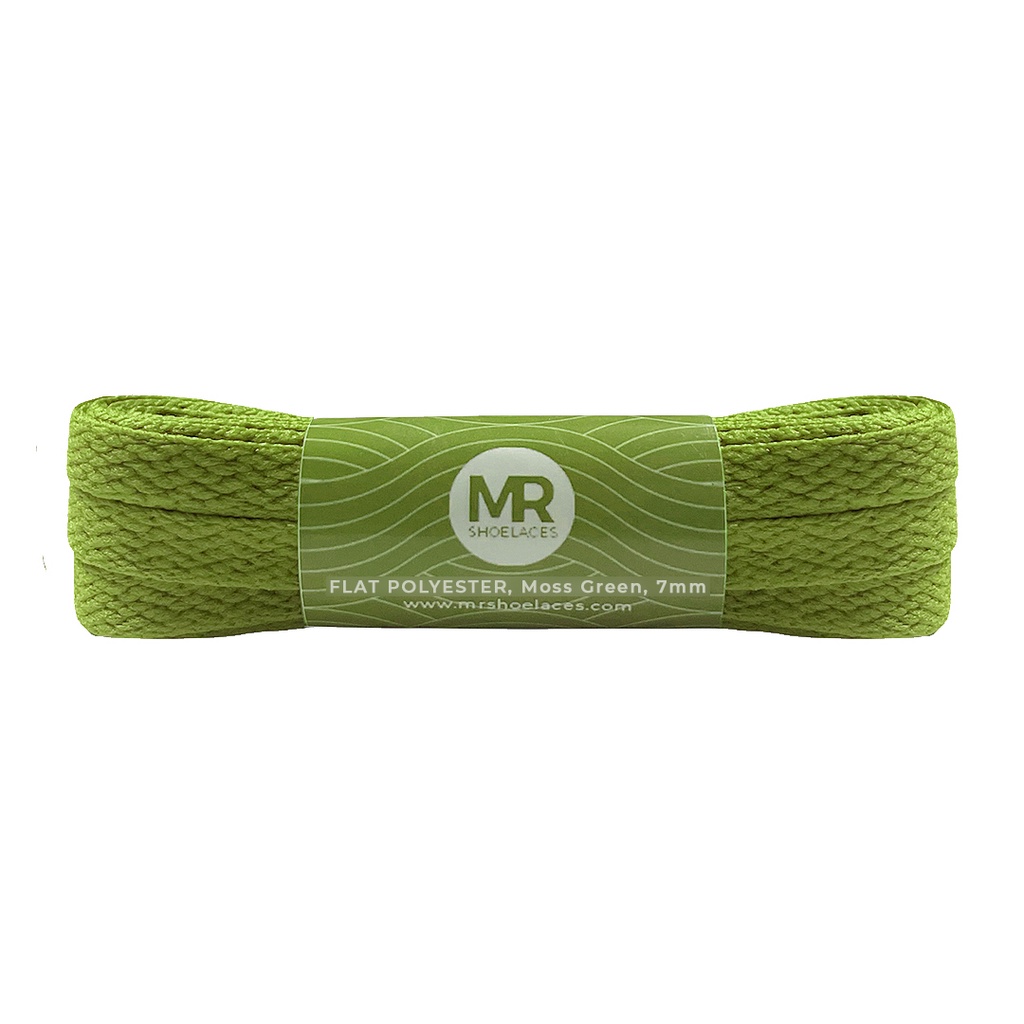 Original MR Shoelaces FP64 Moss Green (Hijau Lumut) Tali Sepatu Polyester Pipih Flat 7mm 80cm 90cm 100cm 120cm 130cm 150cm 180cm 200cm untuk Sneakers - Premium Shoelace Gepeng