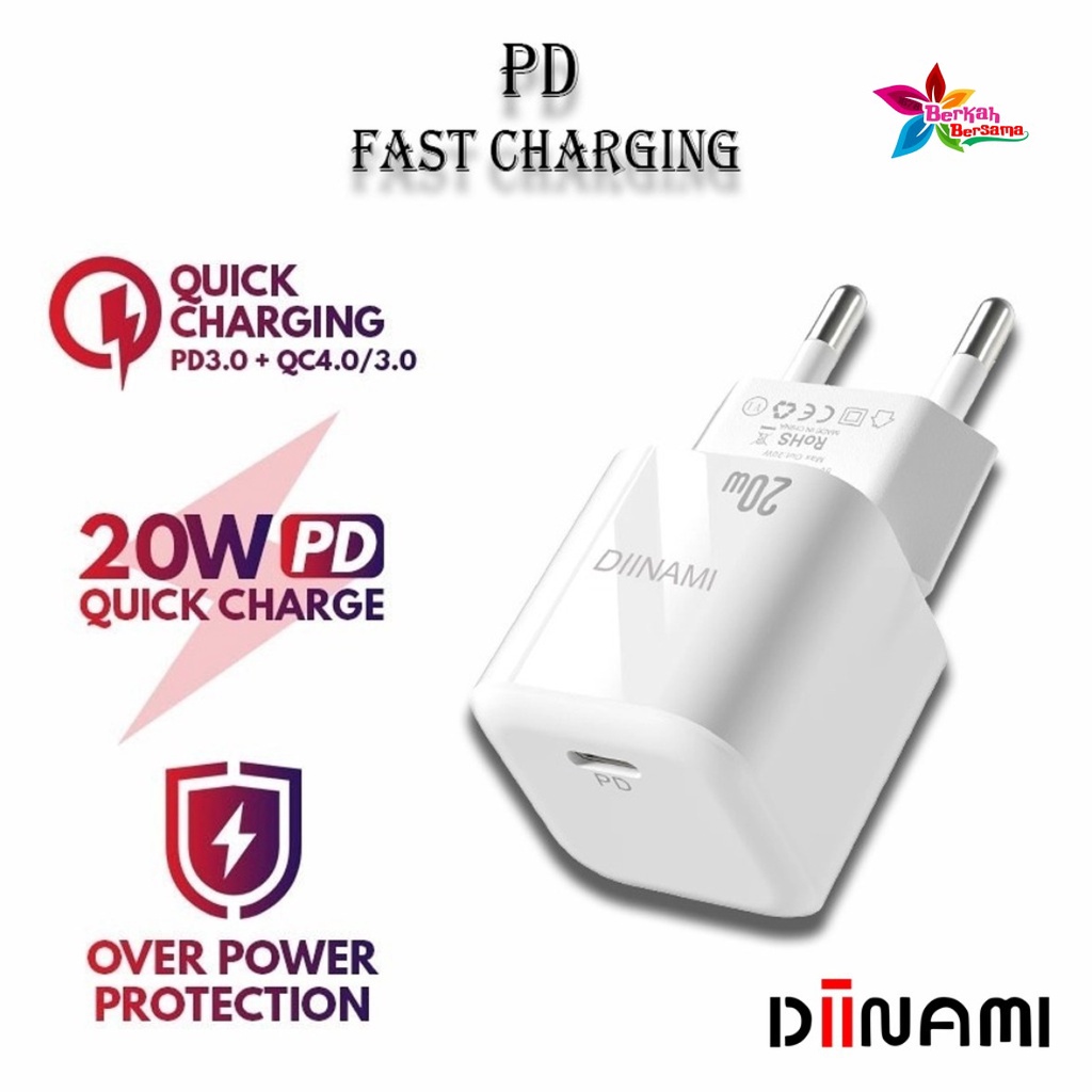 DIINAMI P8 Adaptor BATOK Charger CASHAN Power Nano 20 Batok Fast Charging 20W 3A Type-C (PD) Multi Protection BB7484